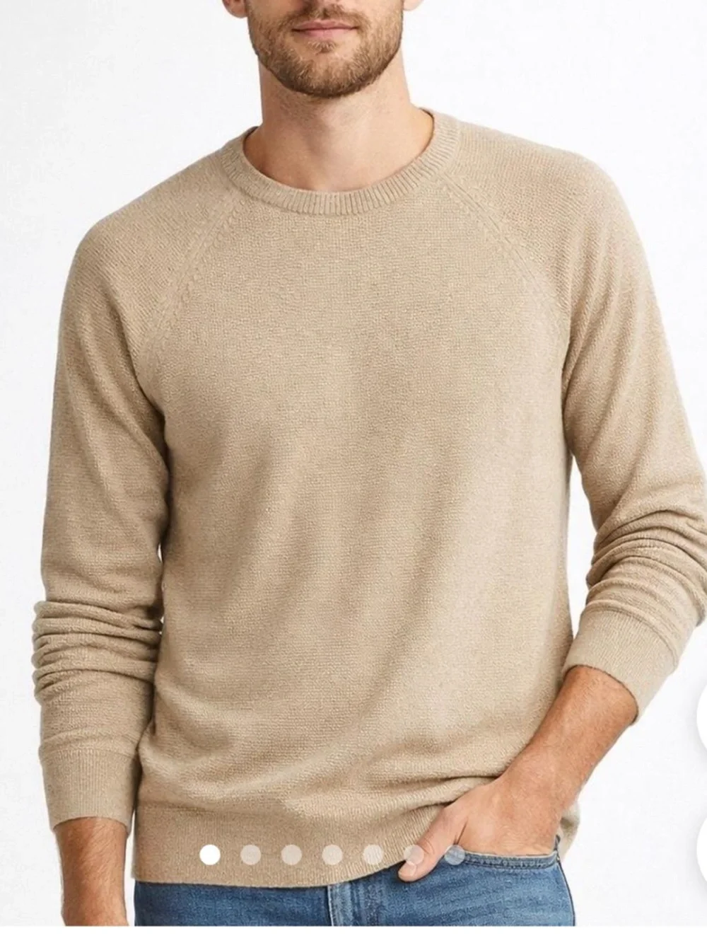 J. Crew Crewneck Cotton Sweater in Beige Men’s Large